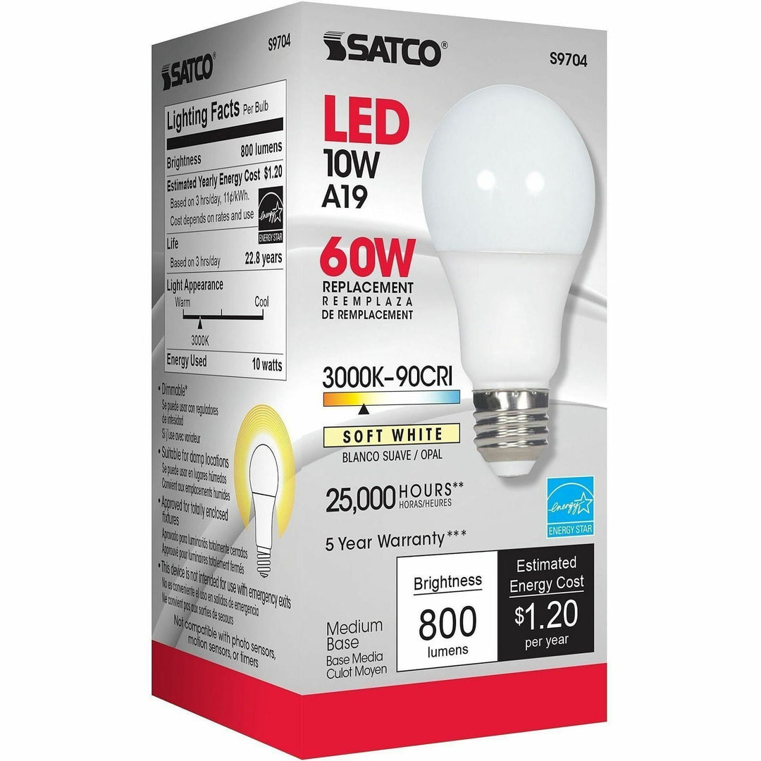 Image of Satco S9704 A19 LED Frosted Bulb