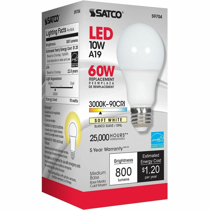 Image of Satco S9704 A19 LED Frosted Bulb