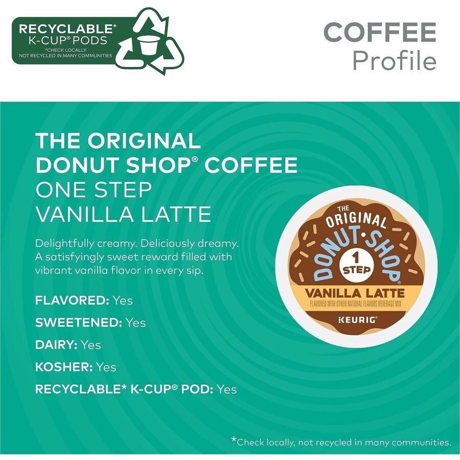 Image of Diedrich 8177CT TODS 1-Step Latte K-Cups, Dark, K-Cup, Pod, Latte, Colombian, Vanilla, 20 Coffee/Box, 4 / Carton