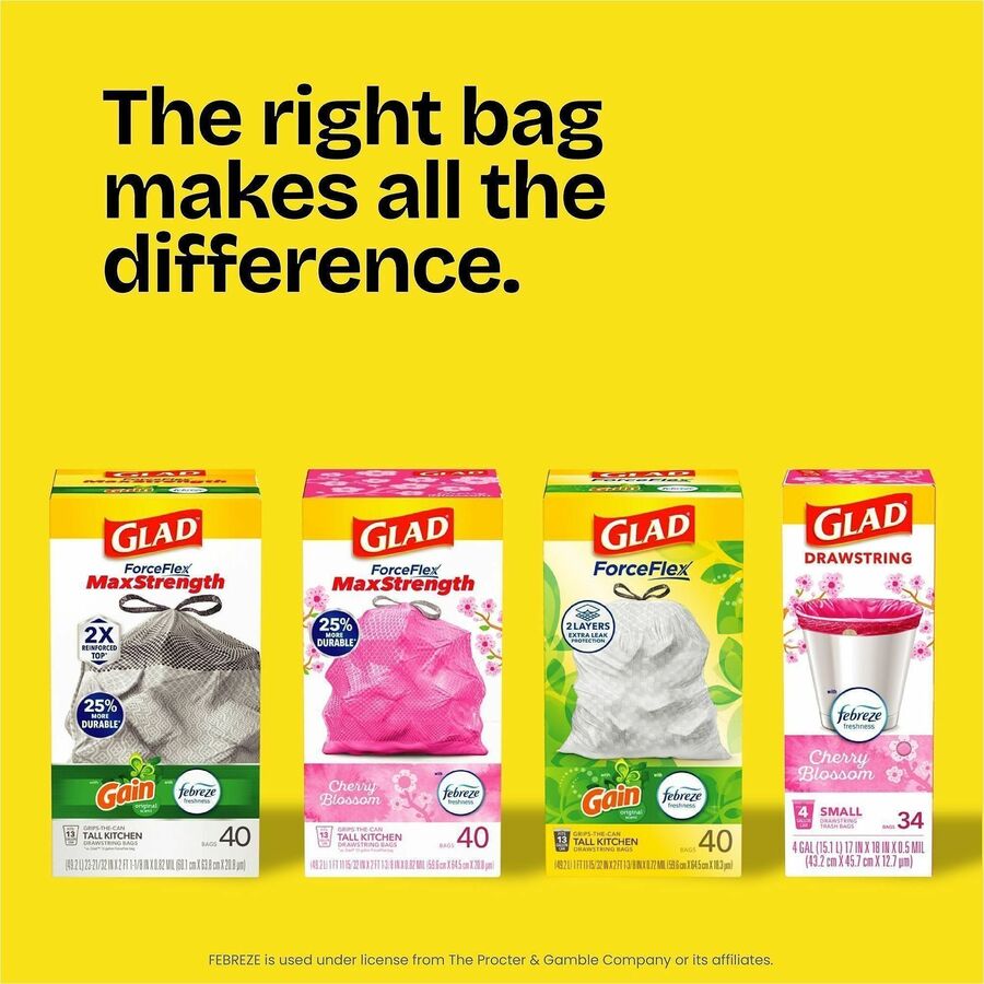 Image of Glad ForceFlex 78750 Drawstring Tall Kitchen Bags
