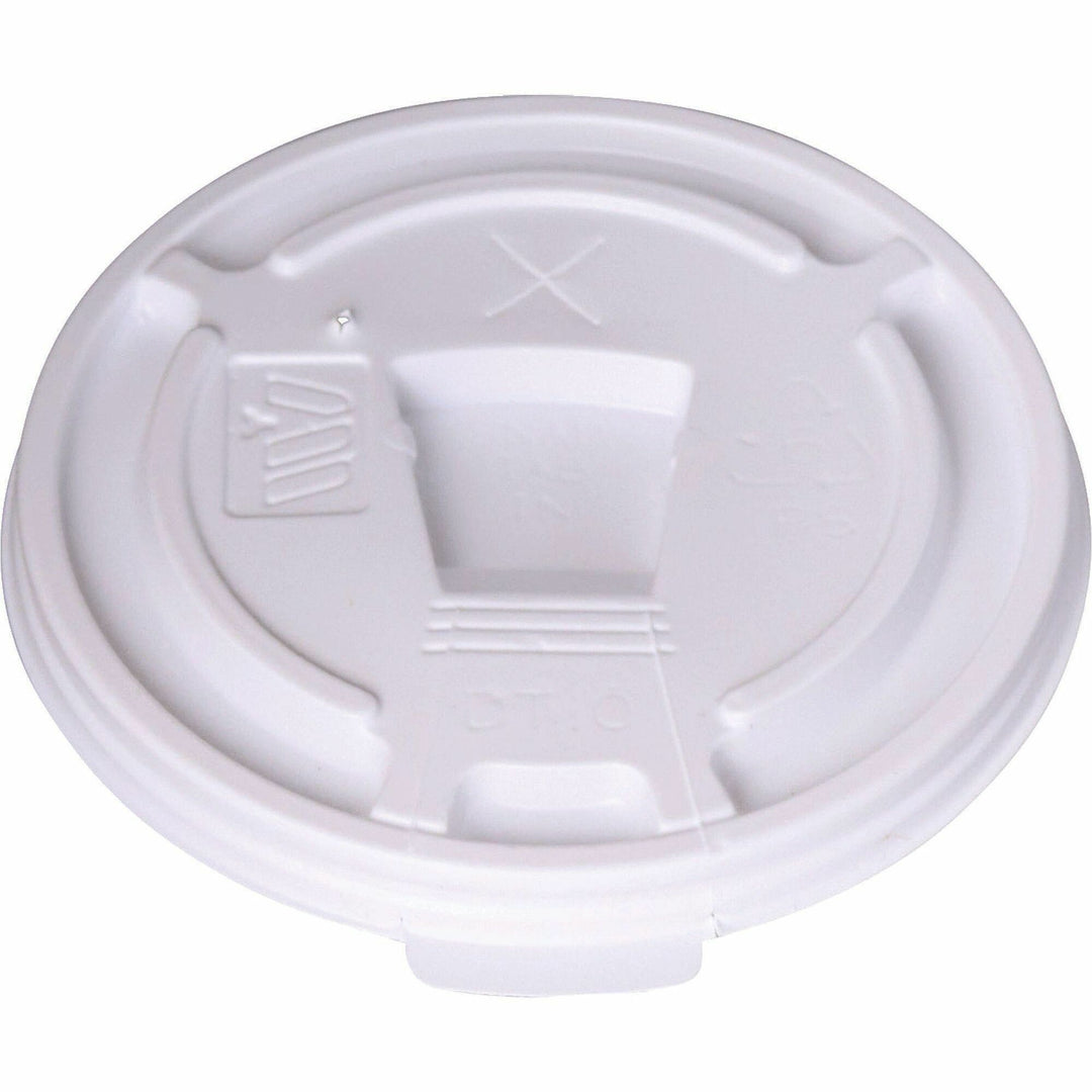 Image of Genuine Joe 222064 Plastic Lids with Reclosable Slot, Plastic, White, 100 Lids/Pack, 10 / Carton