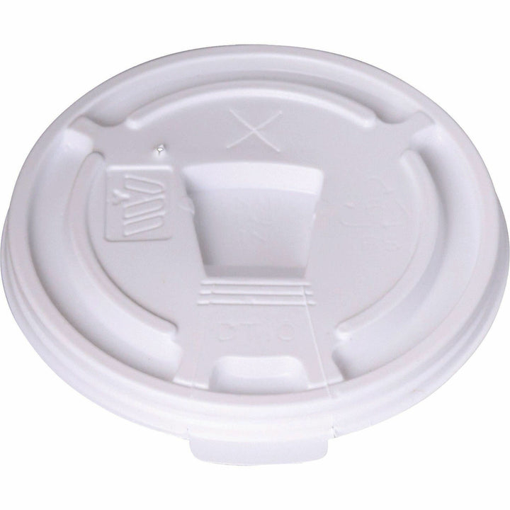 Image of Genuine Joe 222064 Plastic Lids with Reclosable Slot, Plastic, White, 100 Lids/Pack, 10 / Carton