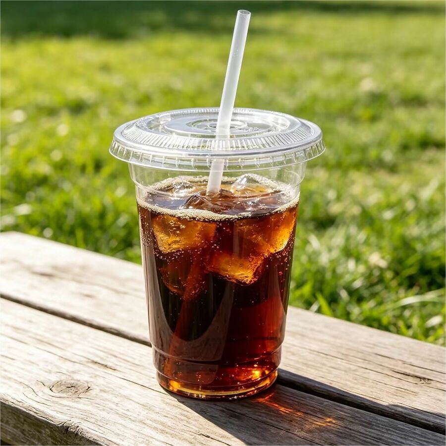 Image of Genuine Joe 58235 Lids for Plastic Cold Cups, Polyethylene Terephthalate (PET), Clear, 1000 Lids/Box, 1 Carton