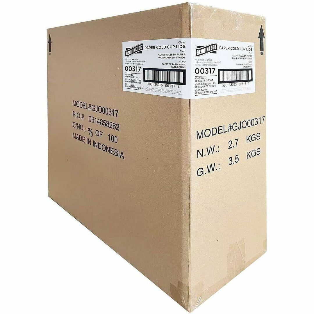 Image of Genuine Joe 00317 Lids for Paper Cold Cups, Clear, 1000 Lids/Box, 1 Carton