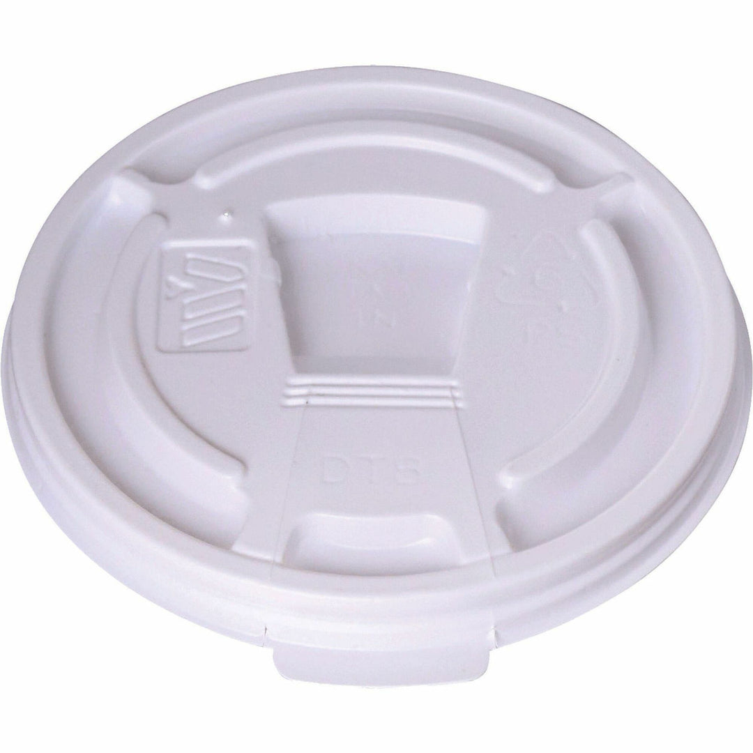 Image of Genuine Joe 222063 Plastic Lids with Reclosable Slot, Plastic, White, 100 Lids/Pack, 10 / Carton