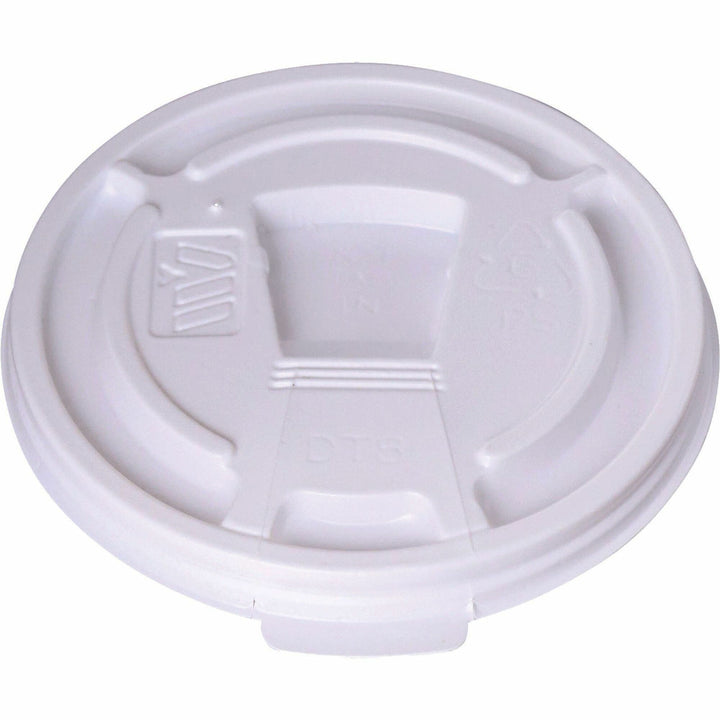 Image of Genuine Joe 222063 Plastic Lids with Reclosable Slot, Plastic, White, 100 Lids/Pack, 10 / Carton