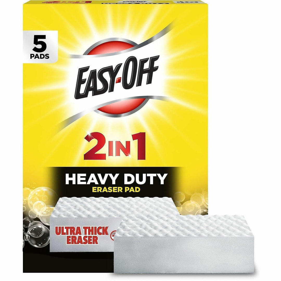 Image of Easy-Off 01776 Heavy Duty 2-in-1 Eraser, Foam, Heavy Duty, Abrasive, White, 5 / Pack
