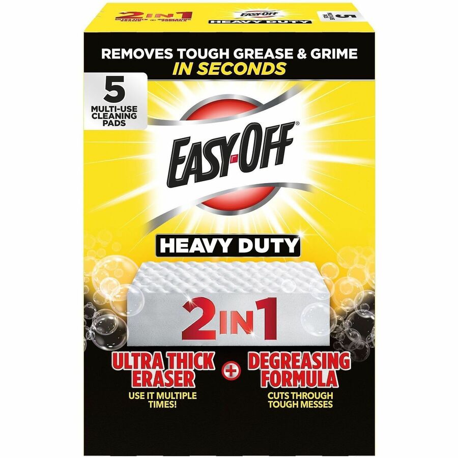 Image of Easy-Off 01776 Heavy Duty 2-in-1 Eraser, Foam, Heavy Duty, Abrasive, White, 5 / Pack