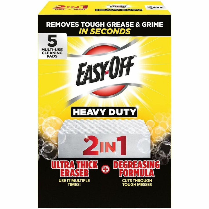 Image of Easy-Off 01776 Heavy Duty 2-in-1 Eraser, Foam, Heavy Duty, Abrasive, White, 5 / Pack