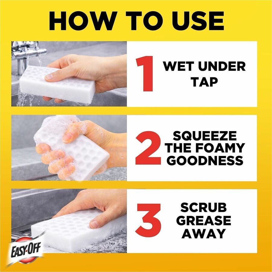 Image of Easy-Off 01776 Heavy Duty 2-in-1 Eraser, Foam, Heavy Duty, Abrasive, White, 5 / Pack