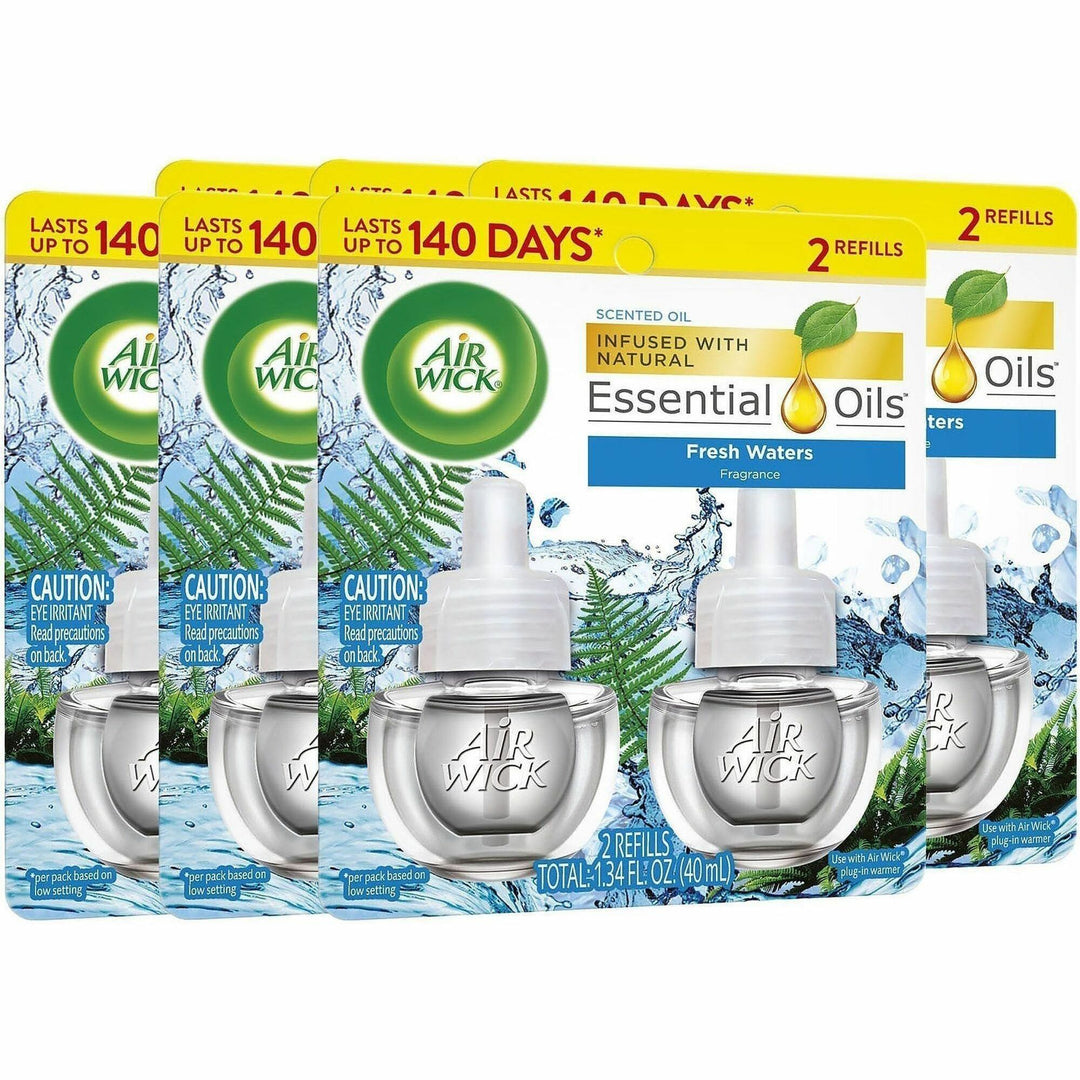 Image of Air Wick 01325CT Scent Oil Warmer Refill, Oil, 0.7 fl oz (0 quart), Fresh Waters, 140 Day, 2 Refills/Pack, 6 / Carton