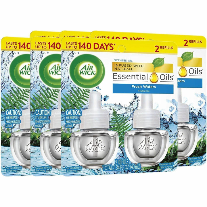 Image of Air Wick 01325CT Scent Oil Warmer Refill, Oil, 0.7 fl oz (0 quart), Fresh Waters, 140 Day, 2 Refills/Pack, 6 / Carton