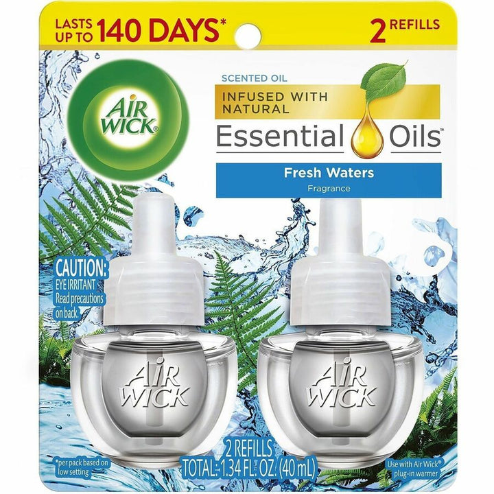 Image of Air Wick 01325CT Scent Oil Warmer Refill, Oil, 0.7 fl oz (0 quart), Fresh Waters, 140 Day, 2 Refills/Pack, 6 / Carton