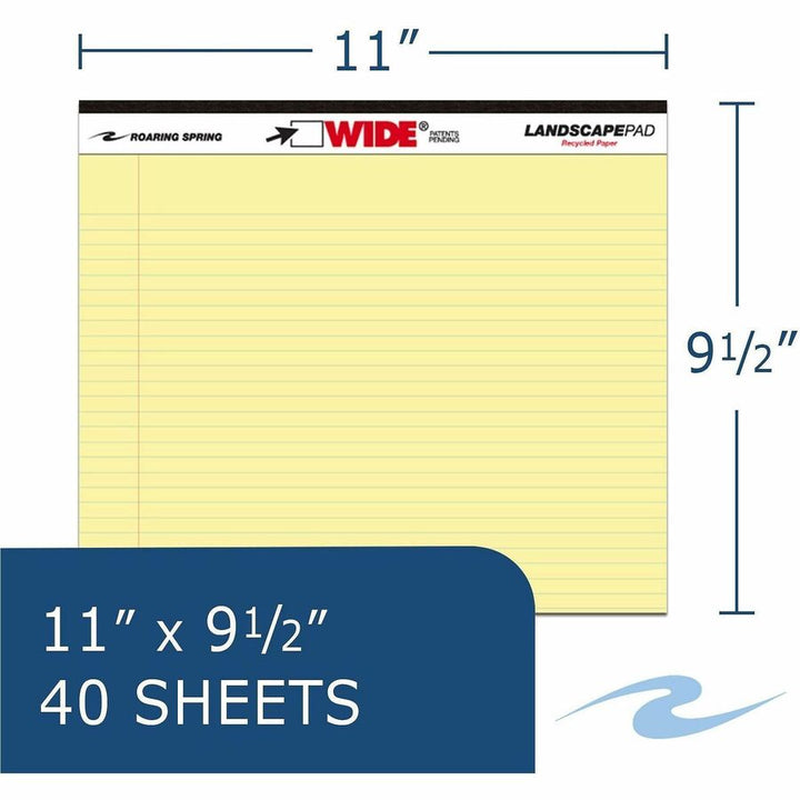 Image of Roaring Spring 74501CT Wide Landscape Canary Writing Pads