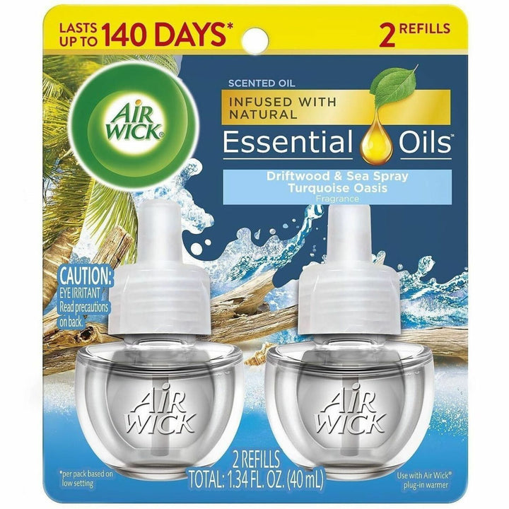 Image of Air Wick 01332 Scent Oil Warmer Refill, Oil, 0.7 fl oz (0 quart), Turquoise Oasis, 140 Day, 2 / Pack