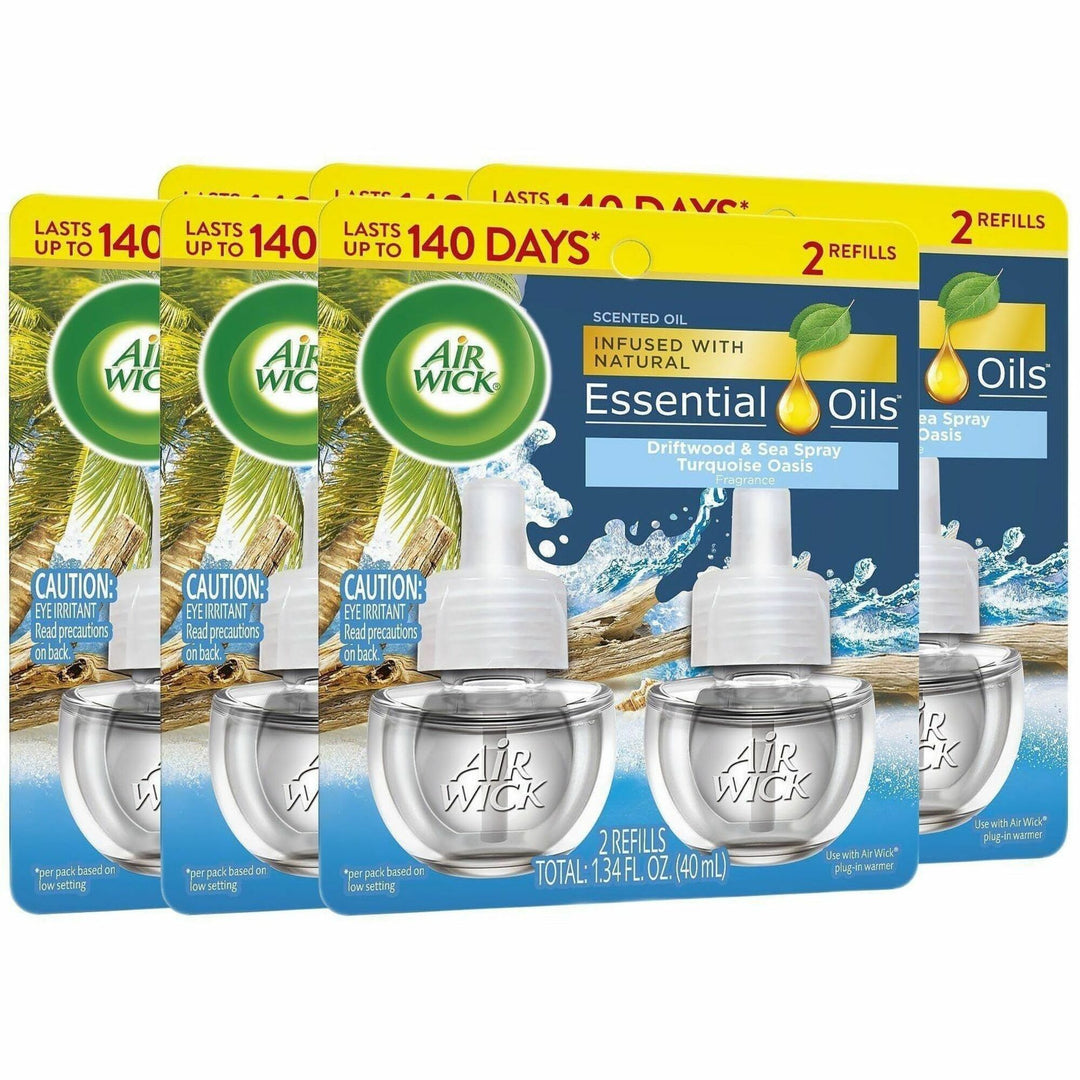 Image of Air Wick 01332CT Scent Oil Warmer Refill, Oil, 0.7 fl oz (0 quart), Turquoise Oasis, 140 Day, 2 Refills/Pack, 6 / Carton