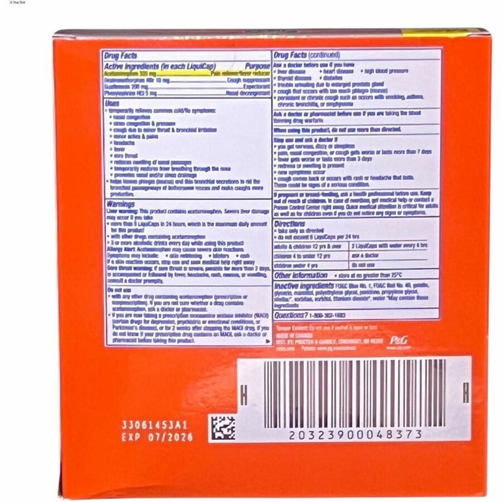 Image of Lil' Drug Store DayQuil 04263 Vicks Severe Cold & Flu Medication, For Cough, Chest Congestion, Fever, Sore Throat, Pain, 32 / Box
