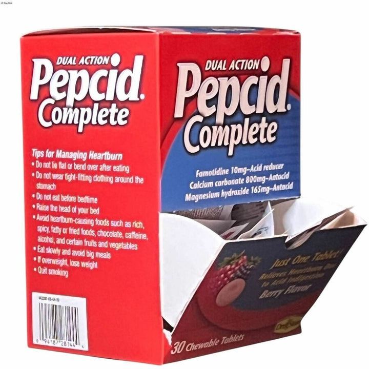 Image of Lil' Drug Store 64228 Single Dose Pepcid Complete, For Heartburn, Acid Indigestion, Sour Stomach, First Aid, Berry, 30 / Box