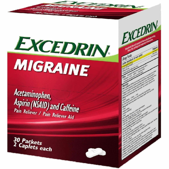 Image of Lil' Drug Store 64498 Excedrin Migraine Pain Relief, For Nausea, Pain, Migraine, 30 / Box