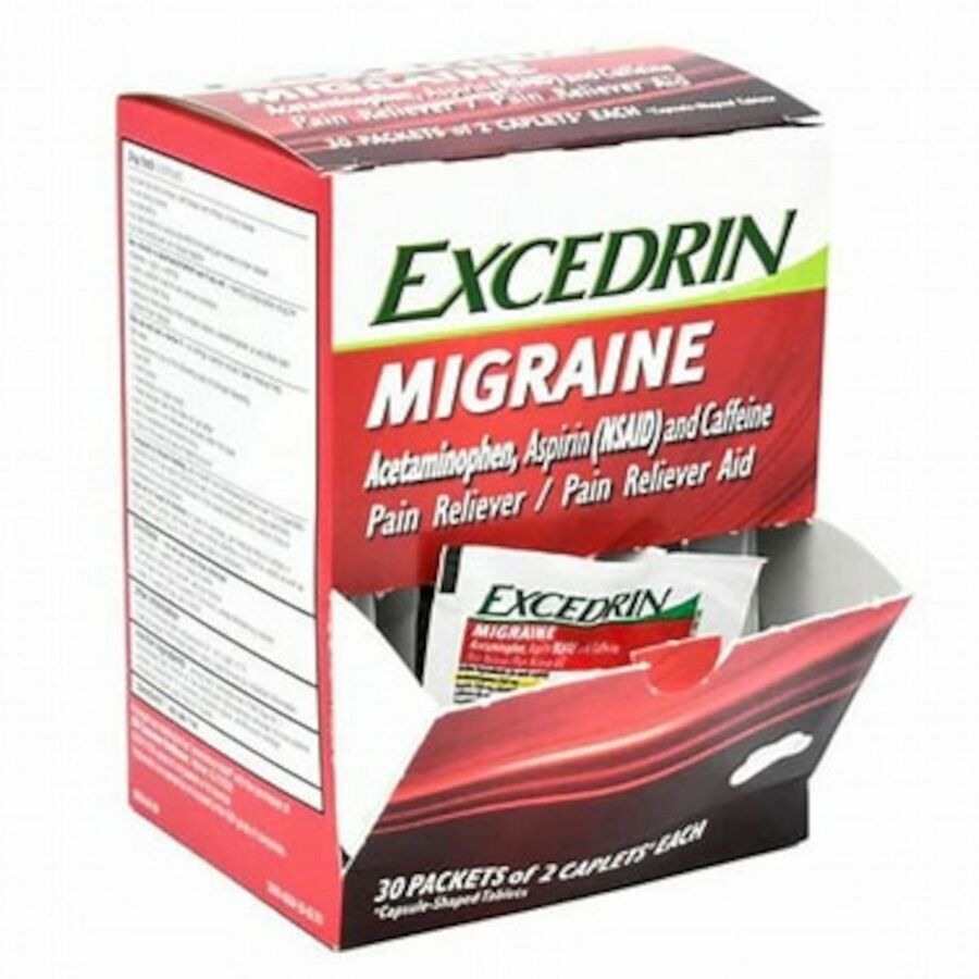 Image of Lil' Drug Store 64498 Excedrin Migraine Pain Relief, For Nausea, Pain, Migraine, 30 / Box