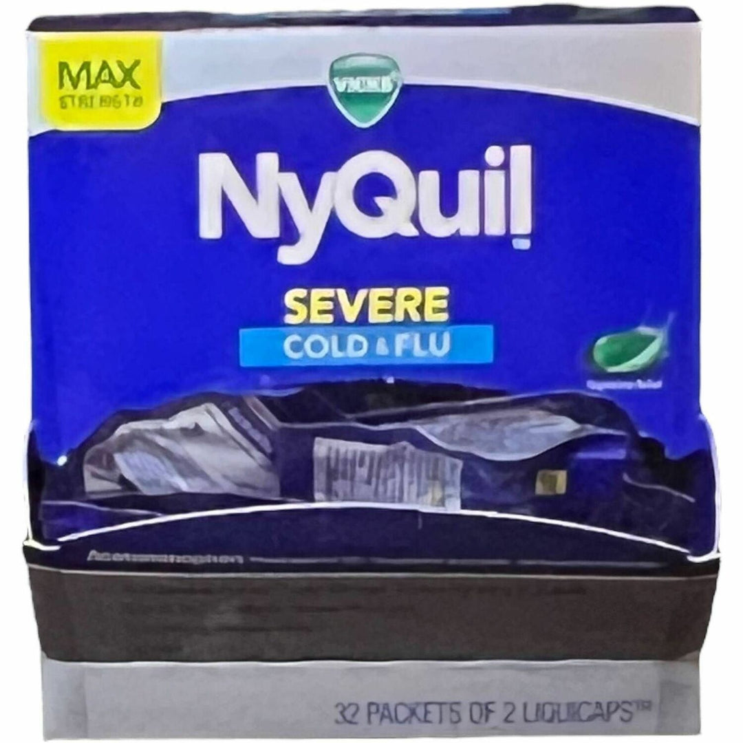 Image of Lil' Drug Store 04262 Vicks Severe Cold & Flu Medication, For Cough, Chest Congestion, Fever, Sore Throat, Pain, 32 / Box