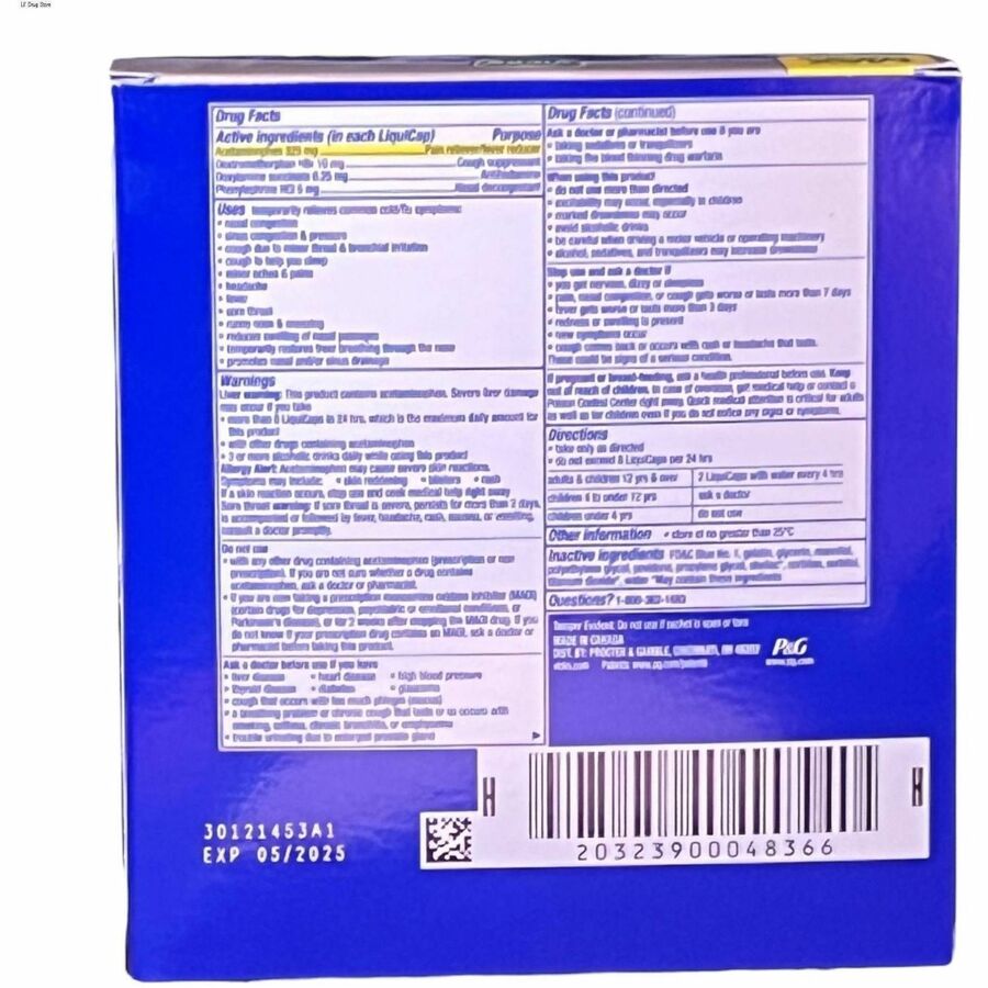 Image of Lil' Drug Store 04262 Vicks Severe Cold & Flu Medication, For Cough, Chest Congestion, Fever, Sore Throat, Pain, 32 / Box