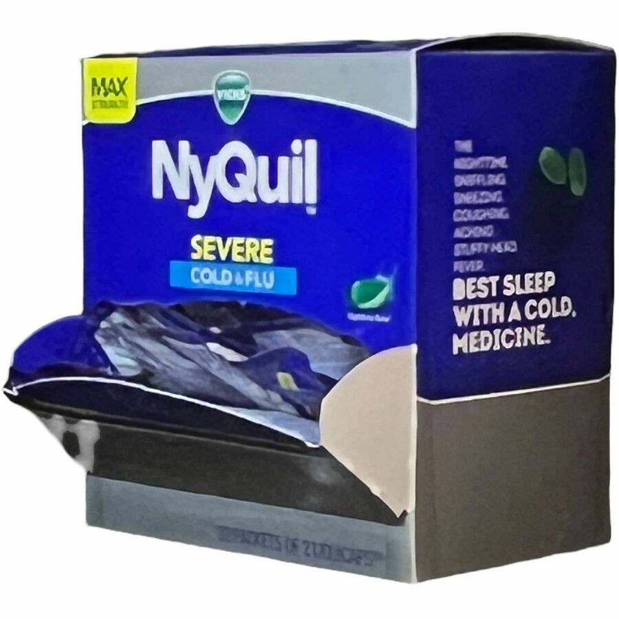 Image of Lil' Drug Store 04262 Vicks Severe Cold & Flu Medication, For Cough, Chest Congestion, Fever, Sore Throat, Pain, 32 / Box
