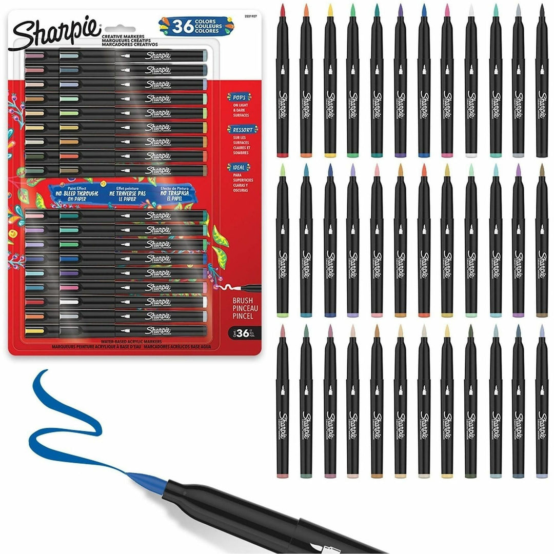 Image of Sharpie 2221927 Creative Markers, Brush Marker Point, Assorted Ink, Multipurpose, 36 / Pack