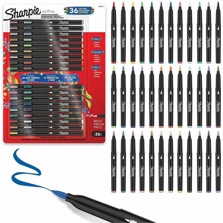 Image of Sharpie 2221927 Creative Markers, Brush Marker Point, Assorted Ink, Multipurpose, 36 / Pack
