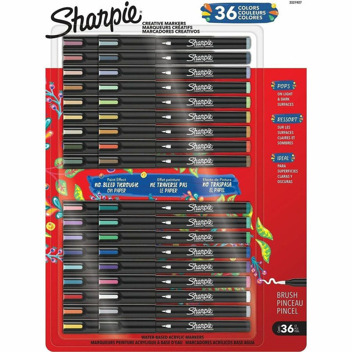 Image of Sharpie 2221927 Creative Markers, Brush Marker Point, Assorted Ink, Multipurpose, 36 / Pack