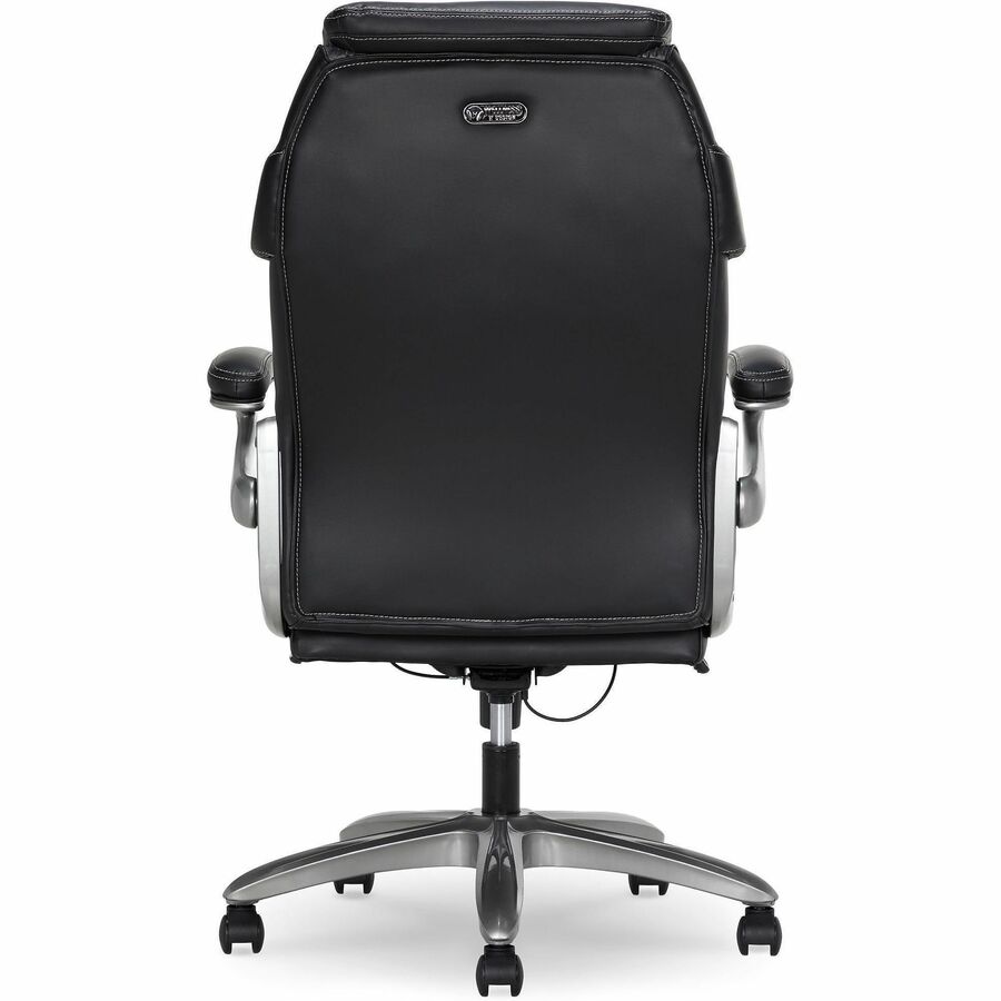 Image of Lorell 47923 Lumbar Foam Executive Chair, 5-star Base, Black, Memory Foam, Bonded Leather, Armrest, 1 Each