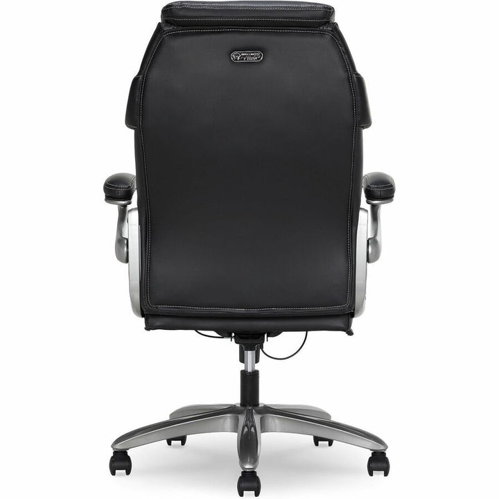 Image of Lorell 47923 Lumbar Foam Executive Chair, 5-star Base, Black, Memory Foam, Bonded Leather, Armrest, 1 Each