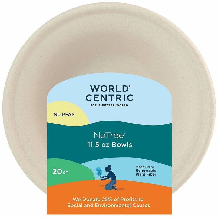 Image of No Tree BORTSCU11 11.5oz Fiber Bowls, Commercial, Food, Beige, Fiber, Bamboo Body, 20 / Pack