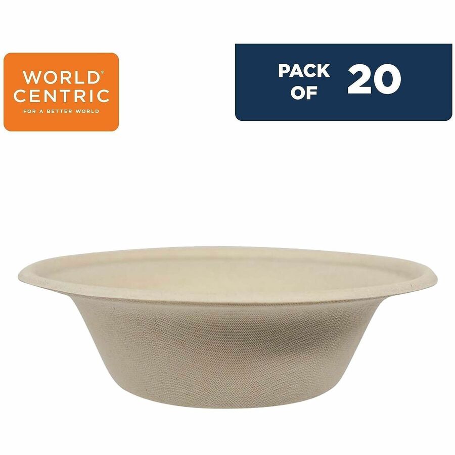 Image of No Tree BORTSCU11 11.5oz Fiber Bowls, Commercial, Food, Beige, Fiber, Bamboo Body, 20 / Pack