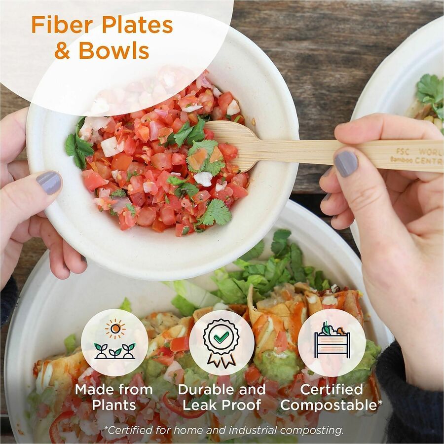 Image of No Tree BORTSCU11 11.5oz Fiber Bowls, Commercial, Food, Beige, Fiber, Bamboo Body, 20 / Pack