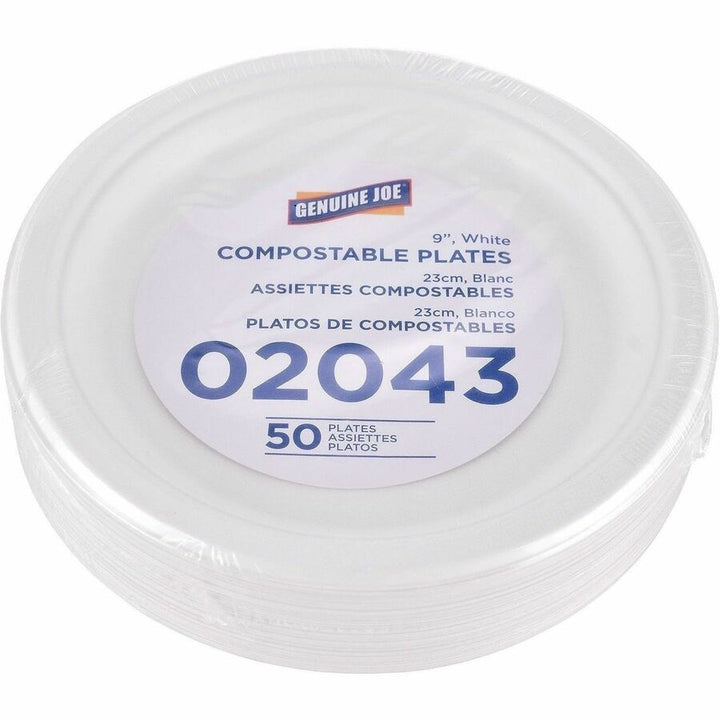Image of Genuine Joe 02043 BPI Certified Compostable Paper Plate
