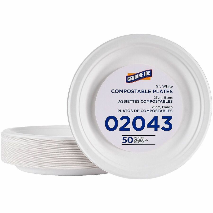 Image of Genuine Joe 02043 BPI Certified Compostable Paper Plate