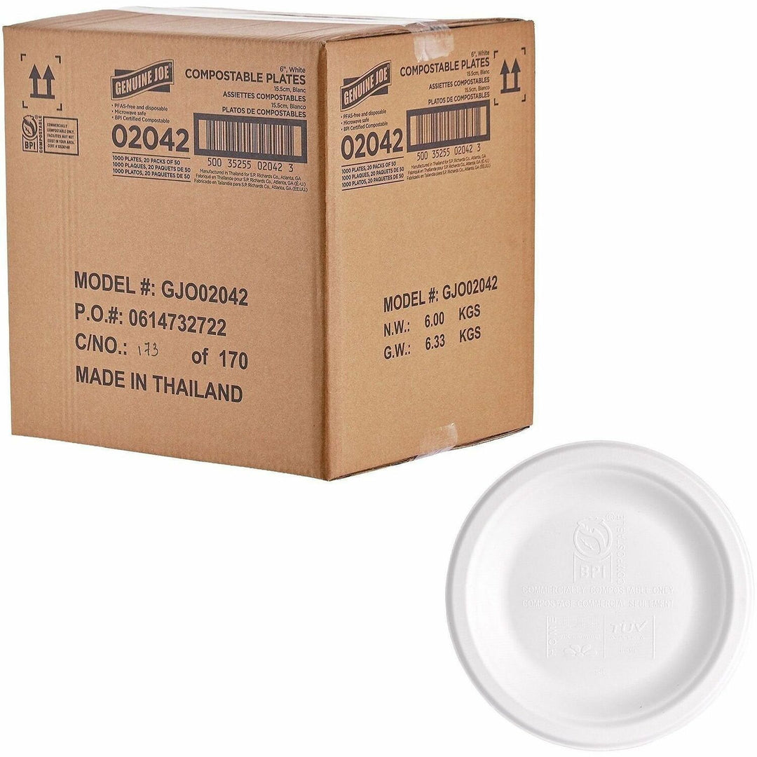 Image of Genuine Joe 02042 BPI Certified Compostable Paper Plate
