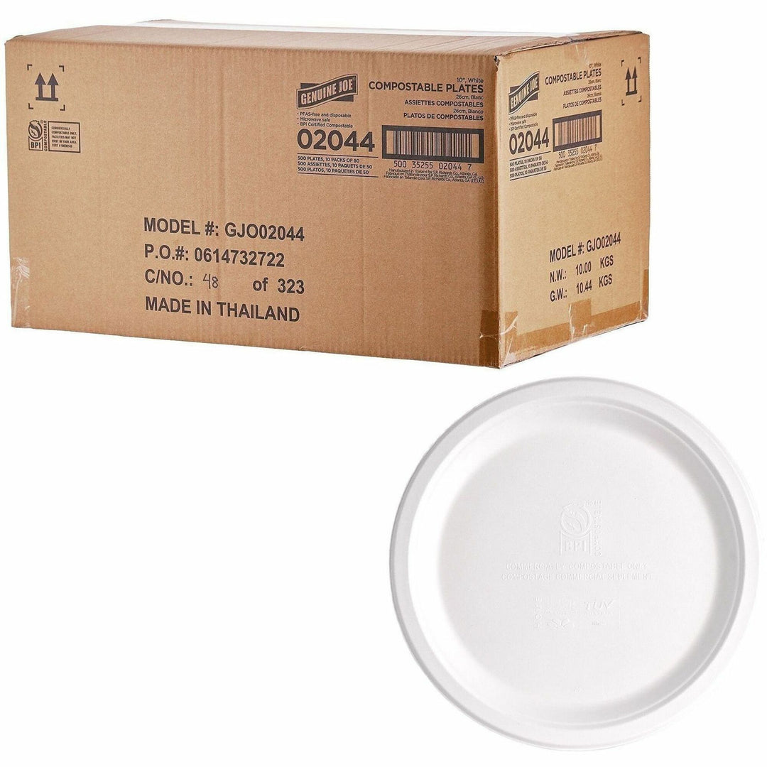 Image of Genuine Joe 02044 BPI Certified Compostable Paper Plate
