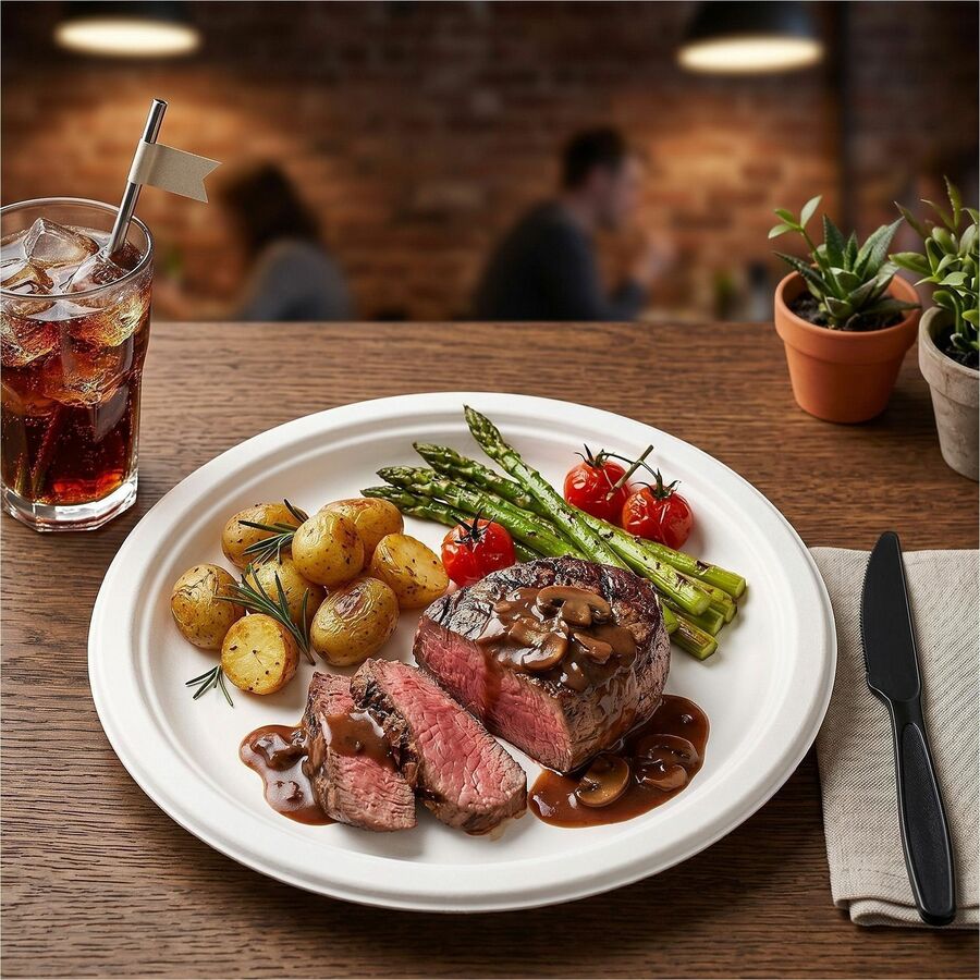 Image of Genuine Joe 02044 BPI Certified Compostable Paper Plate