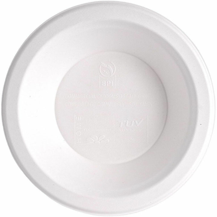 Image of Genuine Joe 02046 BPI Certified Compostable Paper Bowl, Breakroom, Food, Disposable, Microwave Safe, White, Sugarcane, Paper Body, 1 Carton
