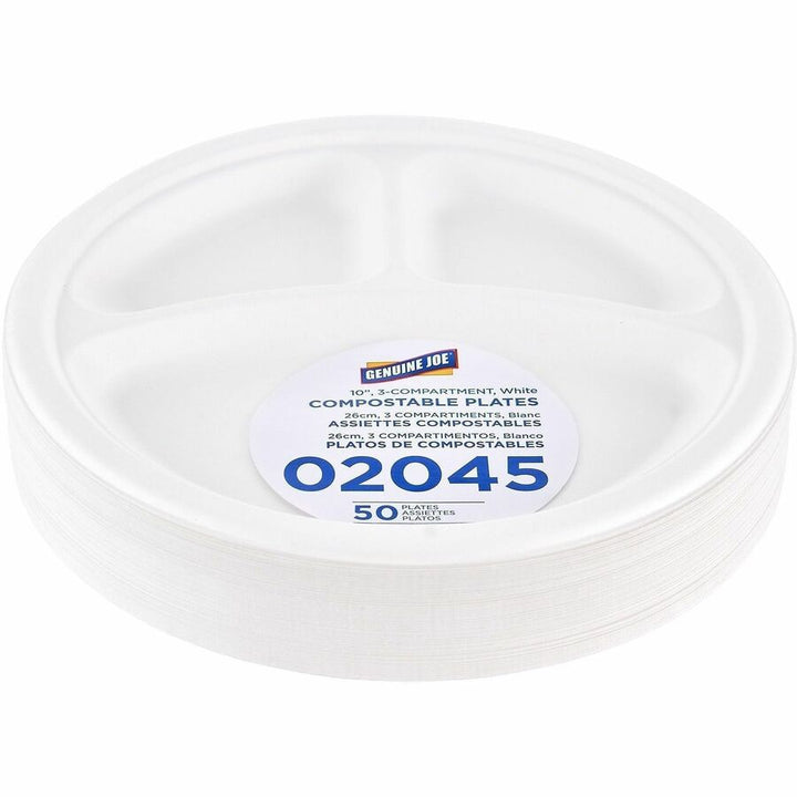 Image of Genuine Joe 02045 BPI Certified Compostable Paper Plate