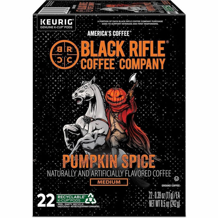 Image of Black Rifle 0844CT Pumpkin Spice Coffee, Medium, K-Cup, Pod, Pumpkin Spice, 4 / Carton