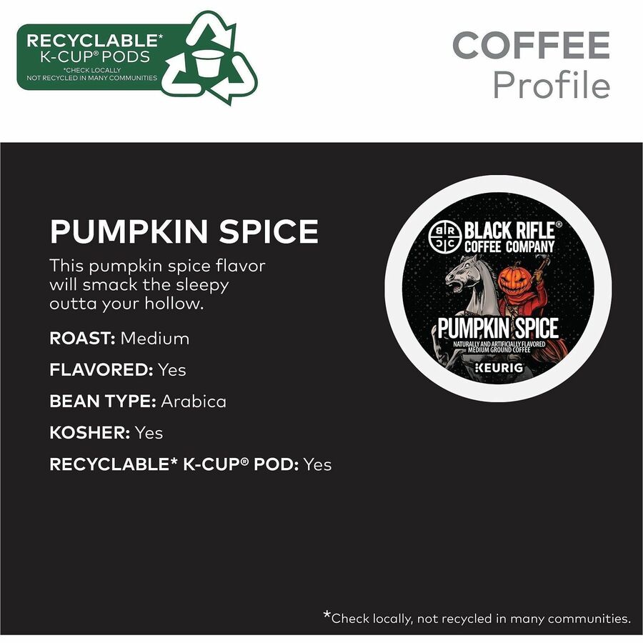 Image of Black Rifle 0844CT Pumpkin Spice Coffee, Medium, K-Cup, Pod, Pumpkin Spice, 4 / Carton