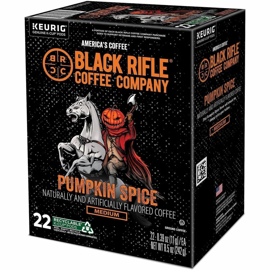 Image of Black Rifle 0844CT Pumpkin Spice Coffee, Medium, K-Cup, Pod, Pumpkin Spice, 4 / Carton