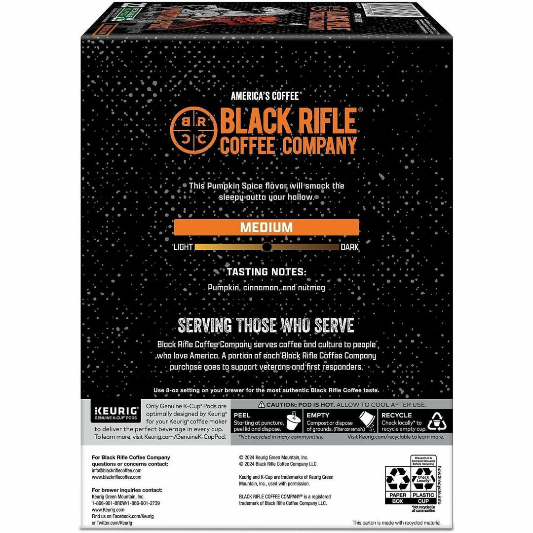 Image of Black Rifle 0844CT Pumpkin Spice Coffee, Medium, K-Cup, Pod, Pumpkin Spice, 4 / Carton
