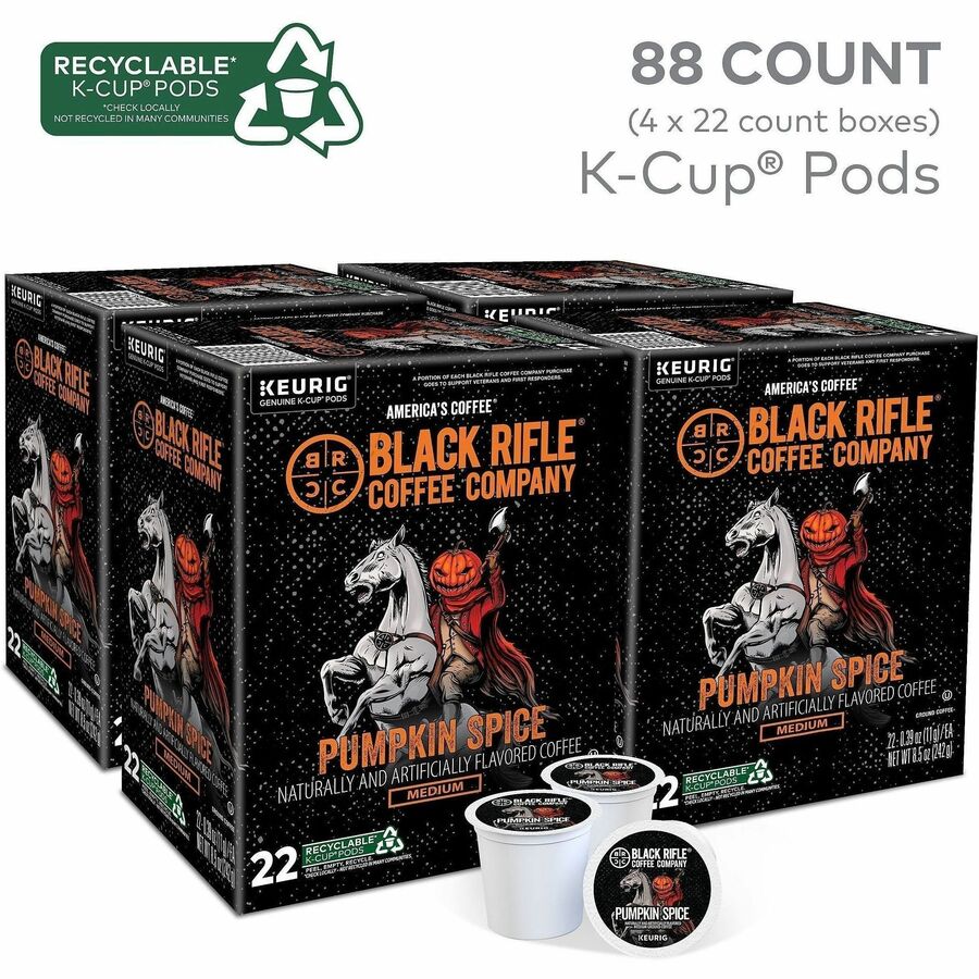 Image of Black Rifle 0844CT Pumpkin Spice Coffee, Medium, K-Cup, Pod, Pumpkin Spice, 4 / Carton