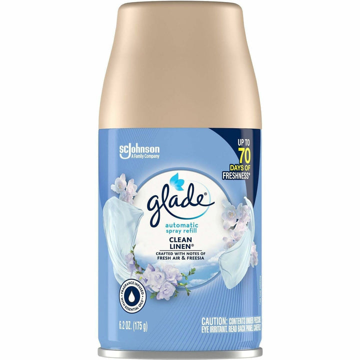 Image of Glade Clean Linen 389374 Automatic Spray Refills, Spray, 6.2 fl oz (0.2 quart), Clean Linen, 60 Day, Long Lasting, 1 Each