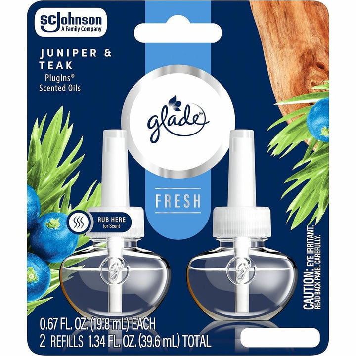 Image of Glade 397751CT PlugIns Refill, Oil, Juniper & Teak, Phthalate-free, Paraben-free, Formaldehyde-free, Nitro Musk Free, 6 / Carton
