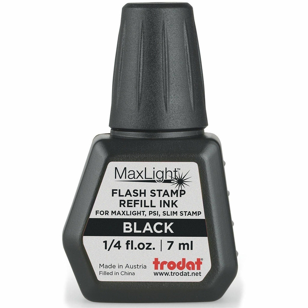 Image of Trodat 217474 Maxlight Refill Ink, Black Ink, 0.24 fl oz, Plastic, 1 Each, TAA Compliant